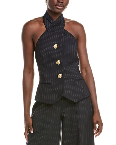 Oscar De La Renta Woven Wool-blend Blouse In Black