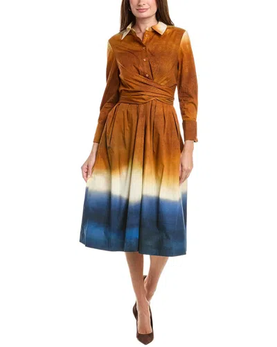 Oscar De La Renta Wrap Abstract Ombre Shirtdress In Orange