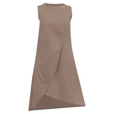 Oscar De La Renta Wrap Dress In Beige Cotton In Brown