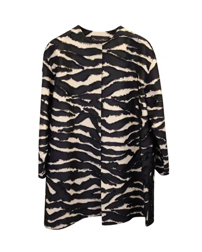 Oscar De La Renta Zebra-stripe Car Coat In Multicolor Silk
