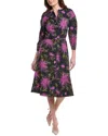 Oscar De La Renta Zip Front Chrysanthemum Midi Dress In Purple
