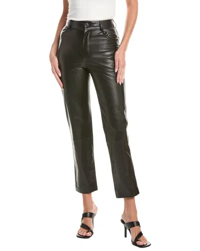 Oscar De La Renta Zip Front Silk-lined Leather Pant In Black