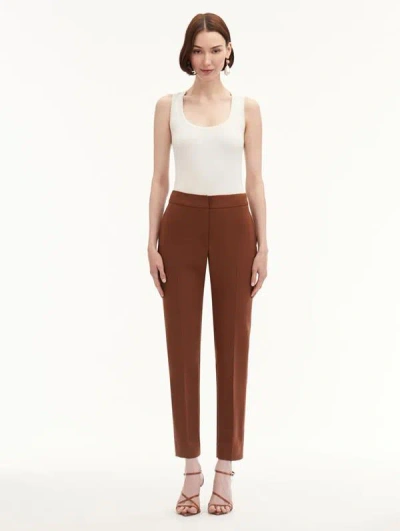 Oscar De La Renta Zip-front Skinny Pant In Cocoa