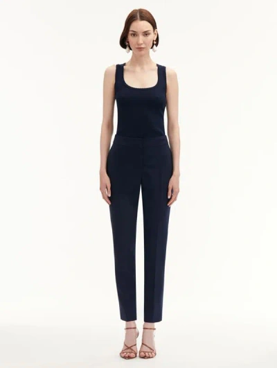 Oscar De La Renta Zip-front Skinny Pant In Navy