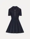 Oscar De La Renta Zip-front Pleated Mini Dress In Blue