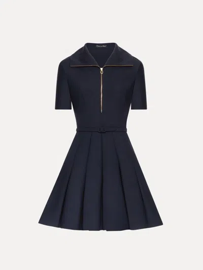 OSCAR DE LA RENTA ZIPPER COLLAR MINI DRESS
