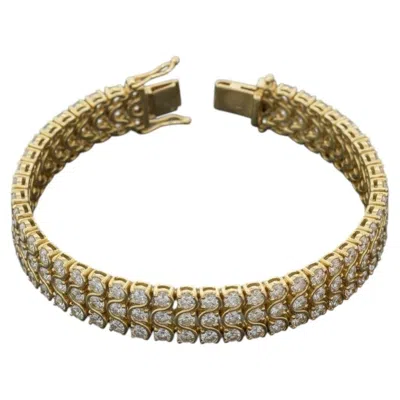 Pre-owned Oscar Heyman 12 Carat Diamond 3-row 18k Yellow Gold Tennis Bracelet