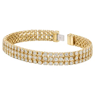 Pre-owned Oscar Heyman 12 Carat Three Row Tennis Diamond Bracelet 18k In Multi