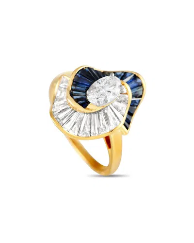 Oscar Heyman 18k 3.46 Ct. Tw. Diamond & Sapphire Ring (authentic ) In Gold