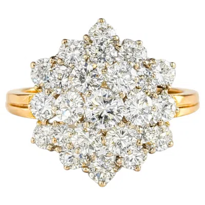 Pre-owned Oscar Heyman 18k Gold Diamond Cluster Cocktail Ring In Multi