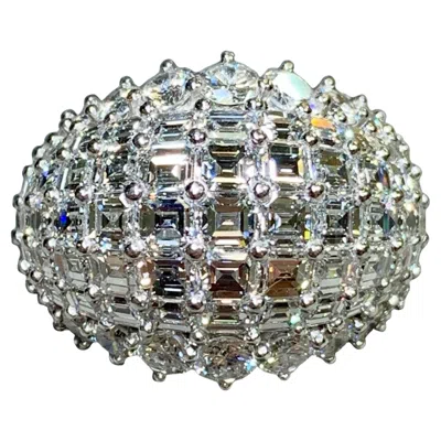 Pre-owned Oscar Heyman 18k Platinum Baguette Round Carré Diamond Dome Cocktail Ring 11ct In Multi