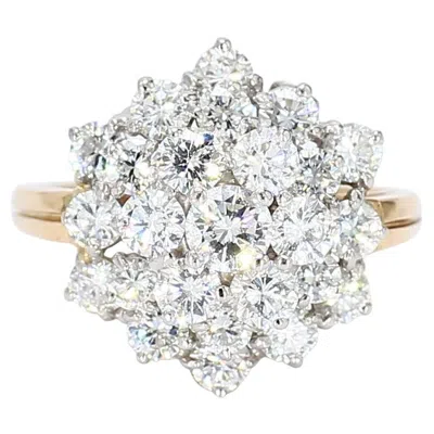 Pre-owned Oscar Heyman 18k Yellow & White Gold Diamond Cluster Cocktail Ring - Size 5.25