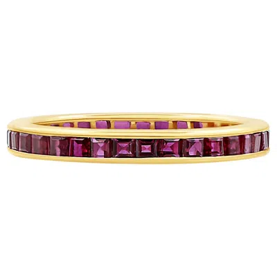 Pre-owned Oscar Heyman 18k Yellow Gold 2.5mm Square Ruby Band Ring Sz 6.25