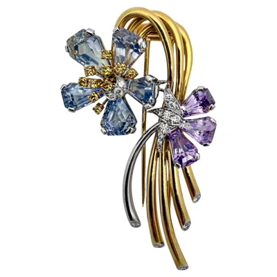 Pre-owned Oscar Heyman 1940 Pastel Blue & Violet Fancy Sapphire Brooch By  Brothers In Purple