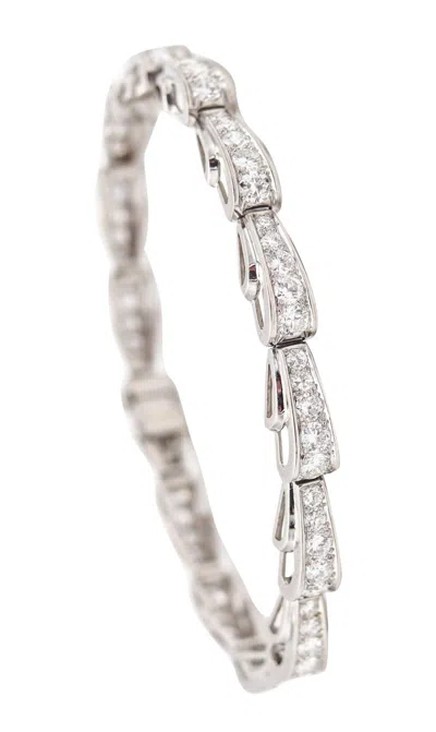 Pre-owned Oscar Heyman 1941 Art-deco Riviera Bracelet In Platinum With 4.13 Ctw Diamonds In Multi