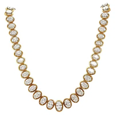 Pre-owned Oscar Heyman , 22.00 Carat Oval Shape Diamond Riviere Necklace In Multi