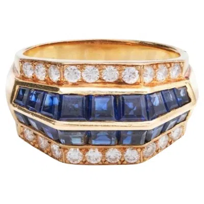 Pre-owned Oscar Heyman 2.55 Ctw Blue Sapphire & Diamond Ring 18k Signed W/ Serial