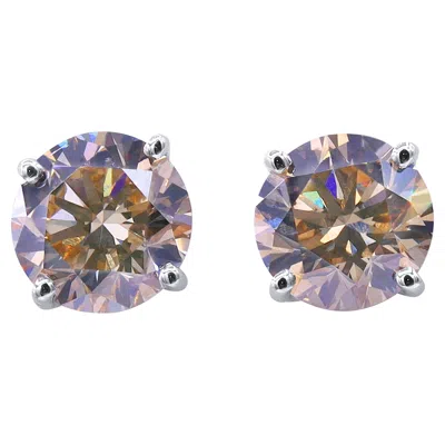 Pre-owned Oscar Heyman 3.34tcw Champagne Diamond Stud Earrings In Multi