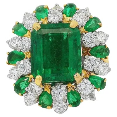 Pre-owned Oscar Heyman 4.71 Carat Zambian No Oil Emerald Diamond In  Mount, Agl Cert In Green