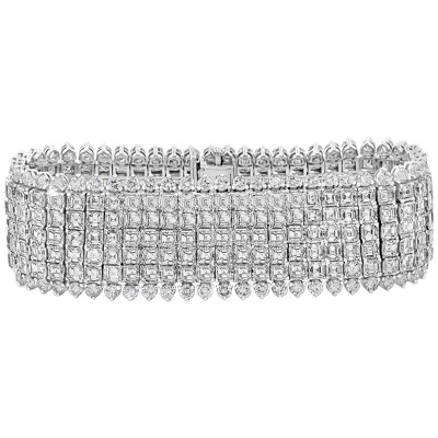 Pre-owned Oscar Heyman 51.88 Carats Total Asscher & Round Cut Diamond Multi-row Bracelet