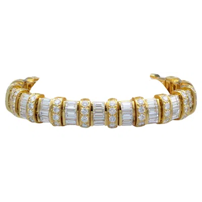 Pre-owned Oscar Heyman Bros. Baguette Brilliant Cut Diamond 18k Yellow Gold Bracelet
