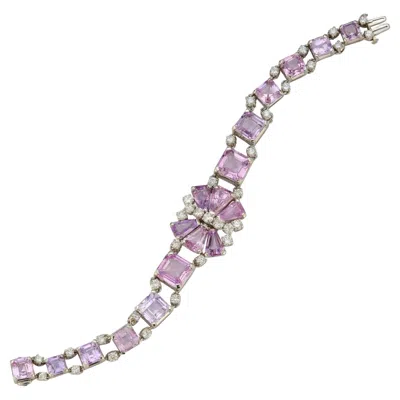 Pre-owned Oscar Heyman Brothers Pink Sapphire & Diamond Bracelet