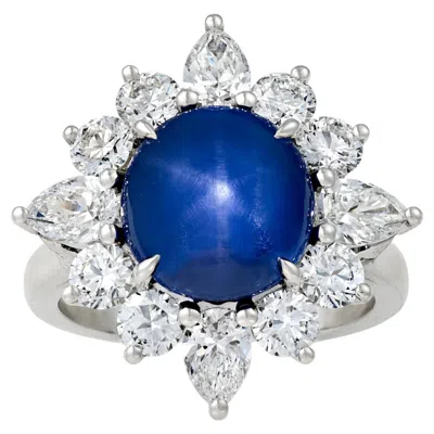 Pre-owned Oscar Heyman Ceylon Star Sapphire Ring, 8.33 Carats In Blue