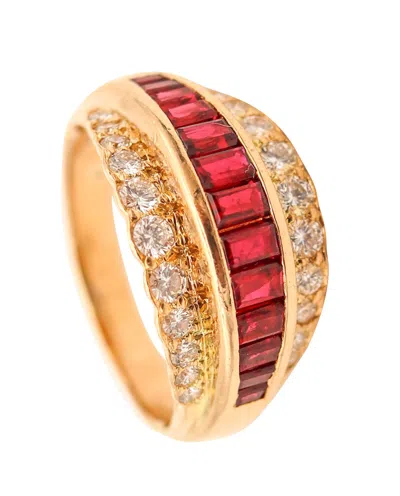 Pre-owned Oscar Heyman Cocktail Ring In 18kt Gold With 2.64 Ctw In Diamonds And Rubies In Multi