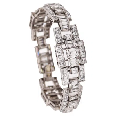Pre-owned Oscar Heyman Deco Geometric Bracelet In Platinum With 30.64 Ctw In Vs Diamonds In Multi
