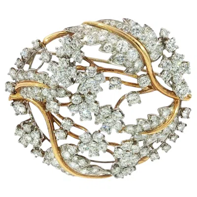 Pre-owned Oscar Heyman Diamond Pendant Brooch 18k Yellow Gold Platinum ~8.84ctw