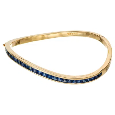 Pre-owned Oscar Heyman Gia Certified 4.50 Carat Sapphire Yellow Gold Bangle Bracelet