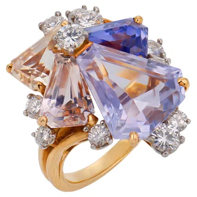 Pre-owned Oscar Heyman Gia Ceylon No Heat Sapphire Diamond 18k Gold Cocktail Ring In Blue