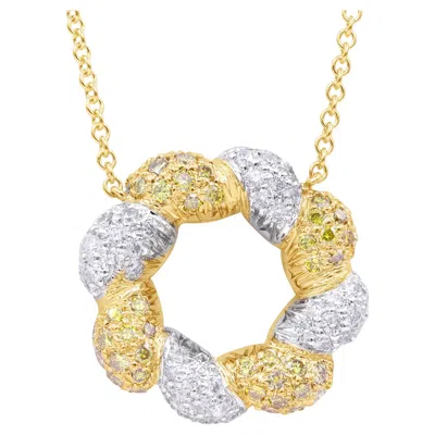 Pre-owned Oscar Heyman Gold & Platinum 1.99tcw All Diamond Eternity Pendant In Multi