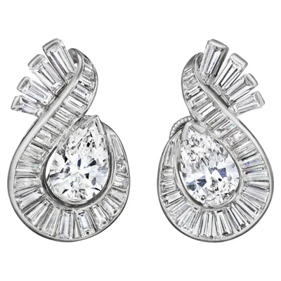 Pre-owned Oscar Heyman Mid-century Diamond Earrings In Multiple