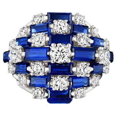 Pre-owned Oscar Heyman Mid-century Sapphire Ring In Blue
