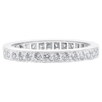 Pre-owned Oscar Heyman Platinum 2.5mm Bead Set Diamond Band Ring Sz 6 In Multi