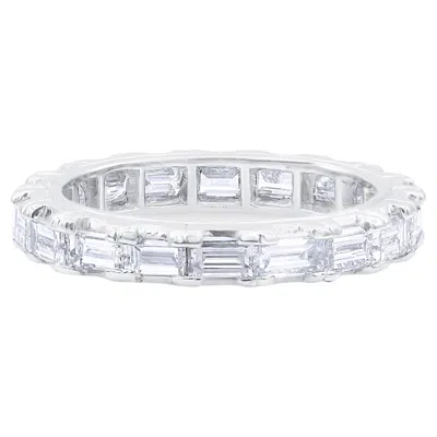 Pre-owned Oscar Heyman Platinum 3mm Cog Set Baguette Diamond Band Ring Sz 6 In Multi