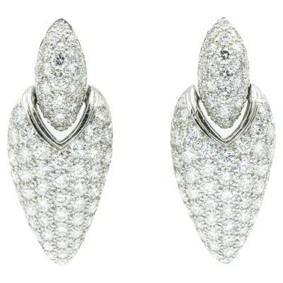 Pre-owned Oscar Heyman Platinum 8.58tcw Diamond Door Knocker Earrings In Multi