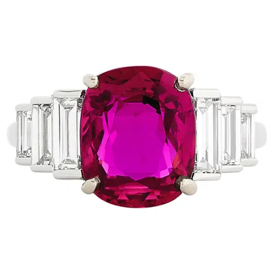 Pre-owned Oscar Heyman Platinum And 18 Karat Yellow Gold Ruby And Diamond Ring
