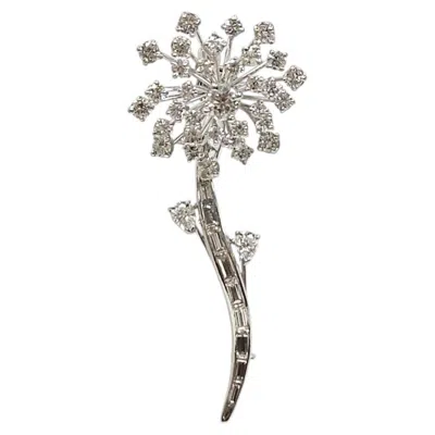 Pre-owned Oscar Heyman Platinum Diamond Floral Spray Brooch, 2.80 Carats Total Diamond Wei In Multi