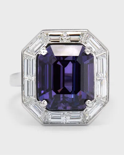 Oscar Heyman Platinum Purple Sapphire And Diamond Statement Ring In Metallic