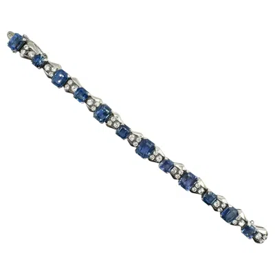 Pre-owned Oscar Heyman Platinum Sapphire And Diamond Bracelet In Blue