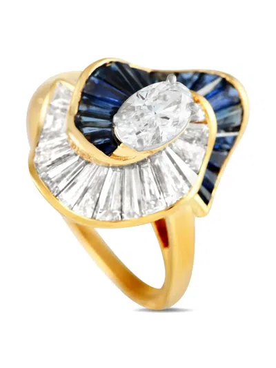 Pre-owned Oscar Heyman  18k Yellow Gold Diamond And Sapphire Ring