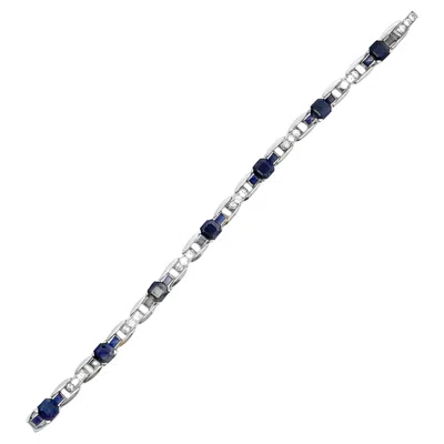 Pre-owned Oscar Heyman Sapphire And Diamond Bracelet In Blue