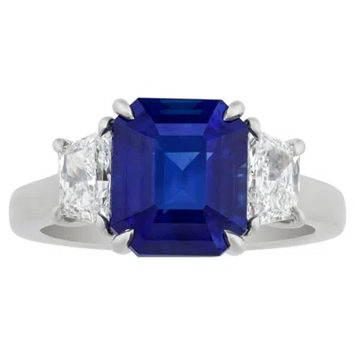Pre-owned Oscar Heyman Sapphire Ring, 4.57 Carats In Blue