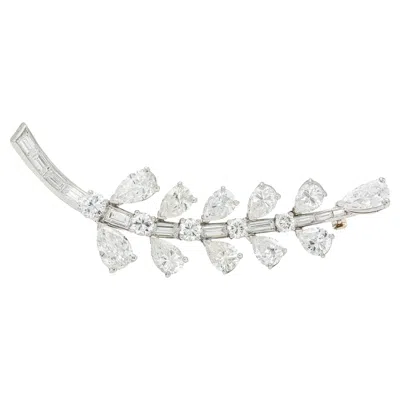Pre-owned Oscar Heyman Vintage 1950s  8.00 Carat Diamond Leaf Brooch In Multi