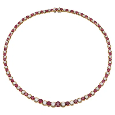 Pre-owned Oscar Heyman Vintage 1970s  Ruby And Diamond Riviera Necklace In Multi