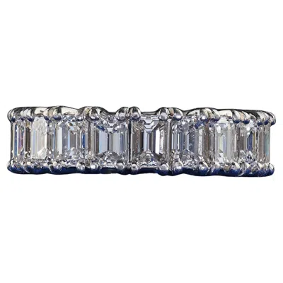 Pre-owned Oscar Heyman Vintage Estate  Platinum Emerald Cut Diamond Eternity Band In Green