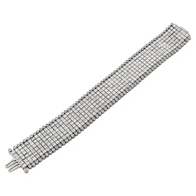 Pre-owned Oscar Heyman Vintage Invisibly Set Diamond Platinum Bracelet In Multi
