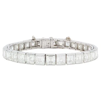 Pre-owned Oscar Heyman Vintage  Platinum And Carre Cut Diamond Line Bracelet 25.00ctw In Multi